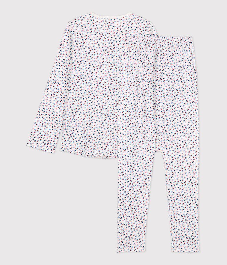 Pigiama bambina a fiori in cotone bianco MARSHMALLOW/bianco MULTICO