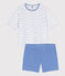 Pigiama corto donna in cotone bianco MARSHMALLOW/blu PERSE