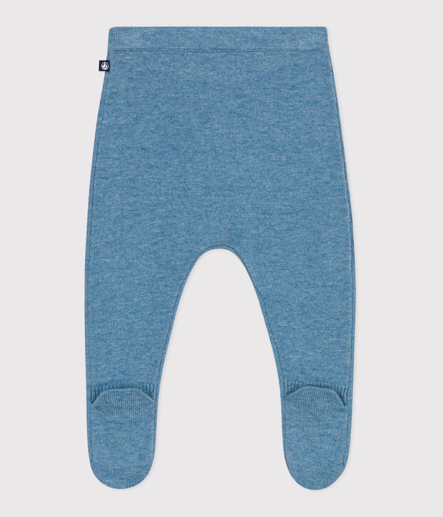 Pantaloni in maglia di lana e cotone neonato blu