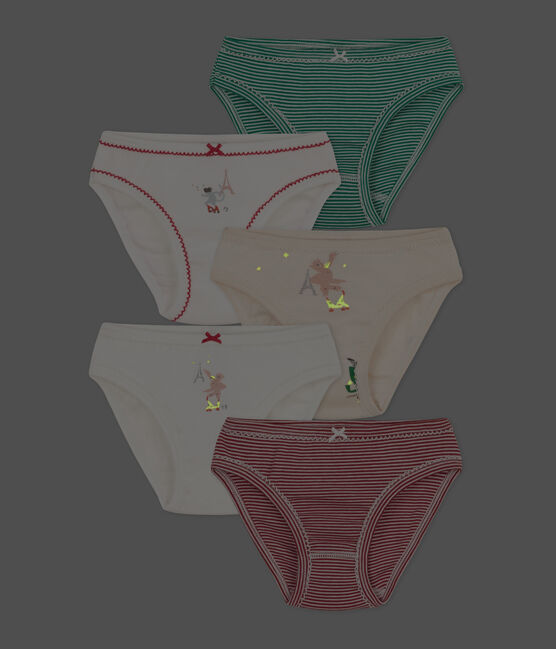 Confezione da 5 slip bambina in cotone di cui uno fosforescente variante 1