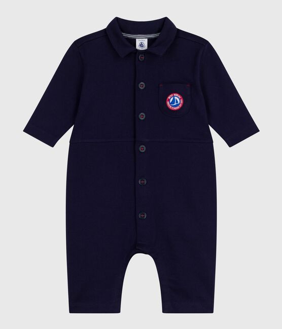 Tutina lunga in cotone tinta unita stile meccanico neonato SOIR