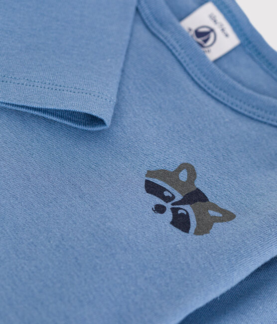 T-shirt bebè a maniche lunghe in cotone blu BEACH