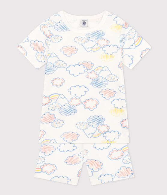 Pigiama short fantasia arcobaleno in cotone bambino bianco MARSHMALLOW/bianco MULTICO