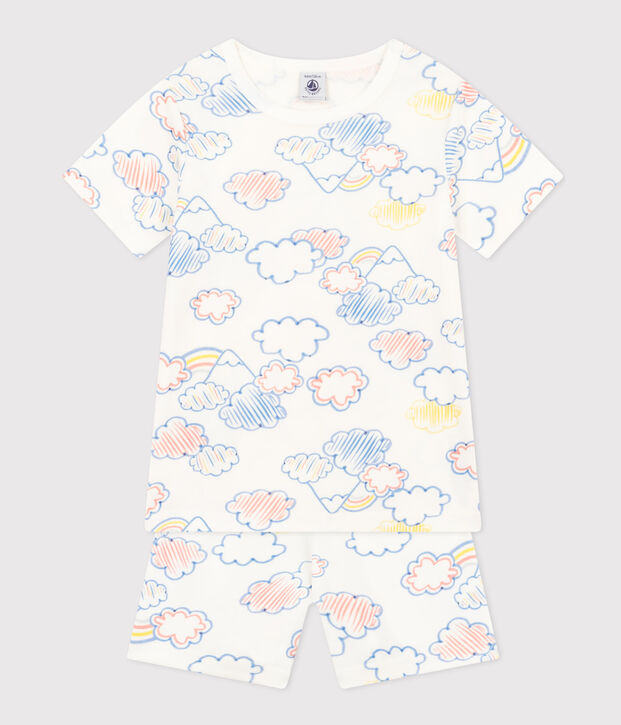 Pigiama short fantasia arcobaleno in cotone bambino bianco/multicolore