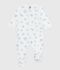 Pigiama in tessuto felpato spazzolato con colletto con stampa a cuori neonato bianco/blu