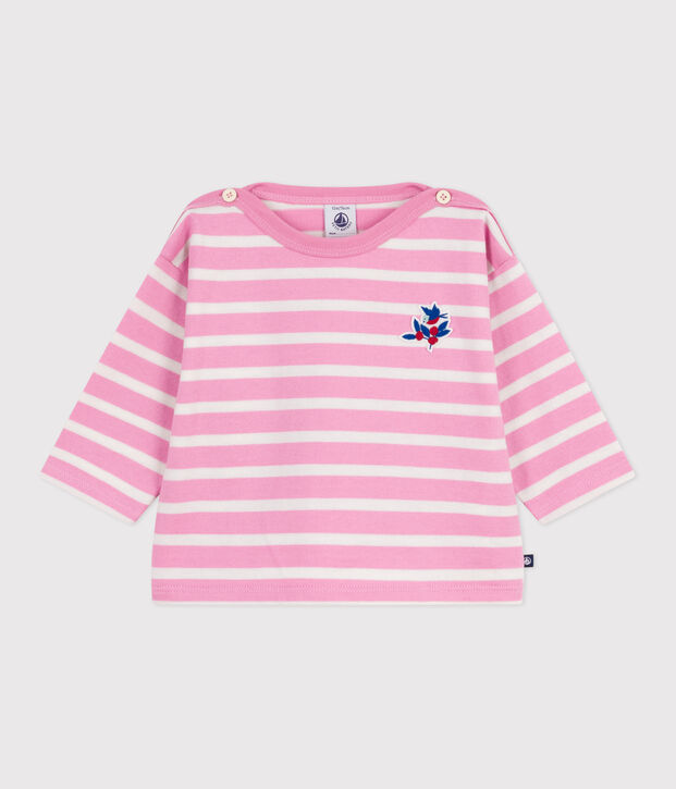 Marini&egrave;re in cotone neonato rosa/ecru