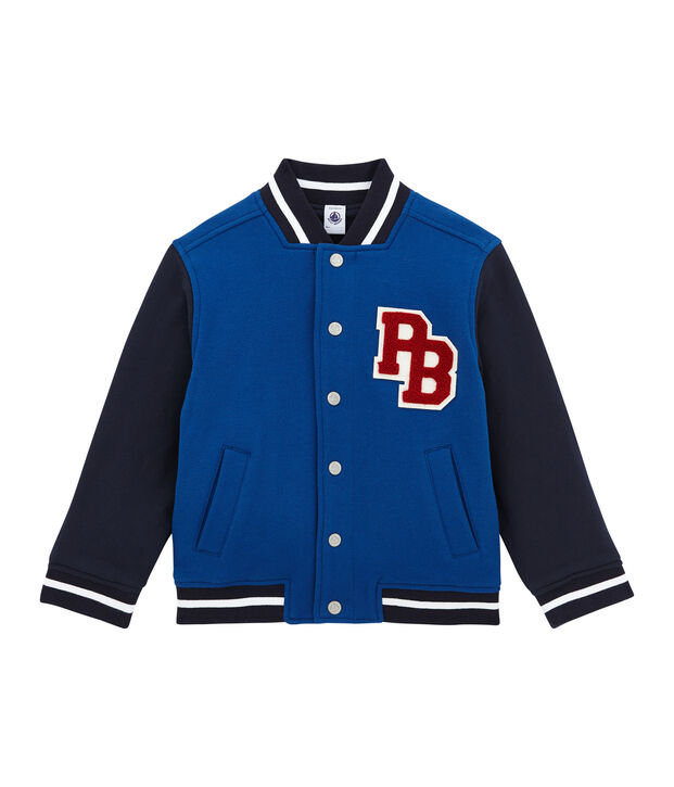 Blouson teddy per bambino in molleton rivestito blu/blu