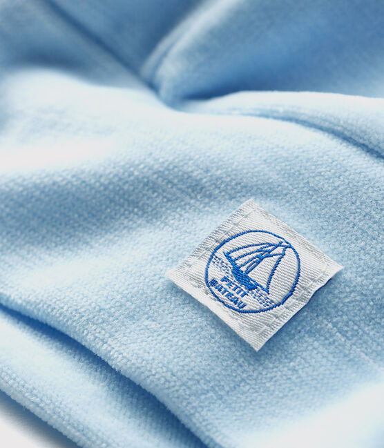 Cuffietta nascita bebè in ciniglia blu TOUDOU