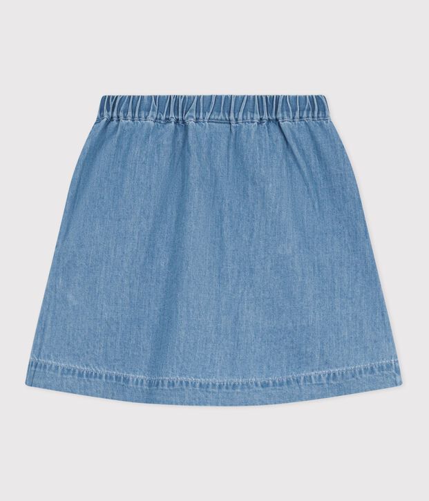 Gonna corta in cotone tinta unita bambina blu
