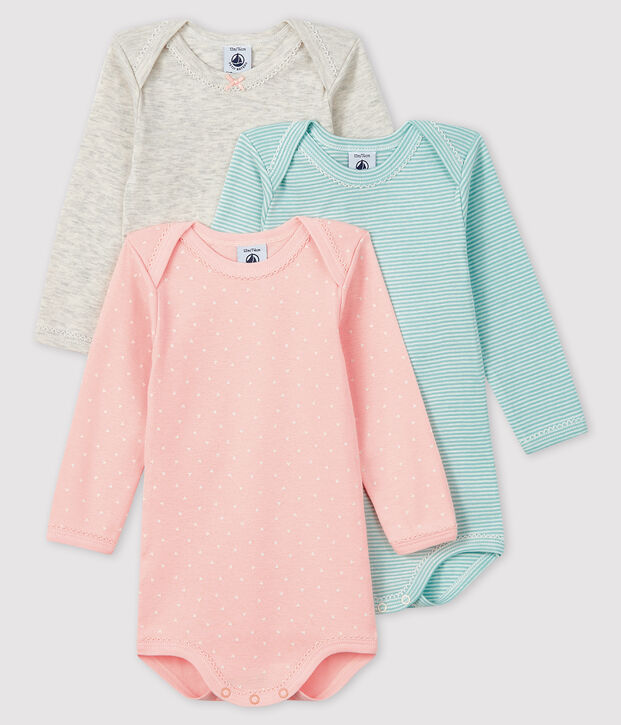 Confezione da 3 body a manica lunga beb&egrave; femmina multicolore