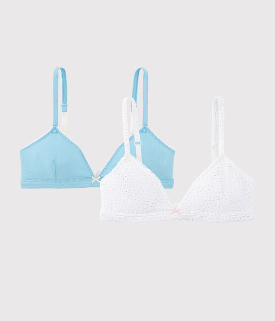 Confezione da 2 reggiseni pois argento ragazza in cotone biologico e elastan variante 1