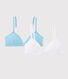 Confezione da 2 reggiseni pois argento ragazza in cotone biologico e elastan