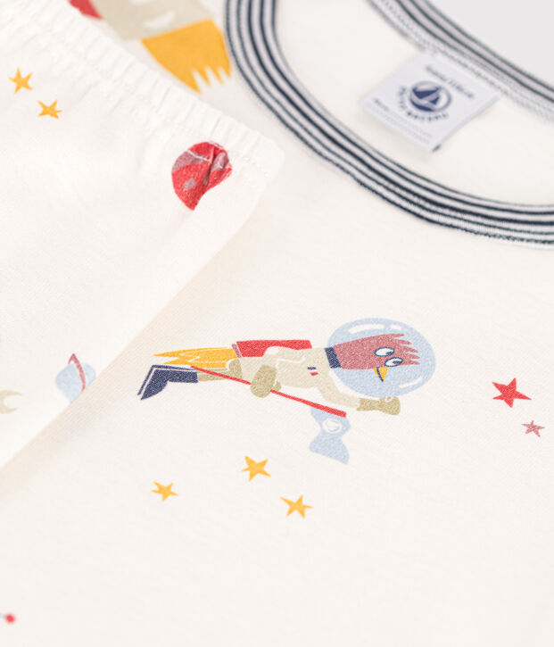 Pigiama in cotone con stampa spazio bambino bianco/multicolore