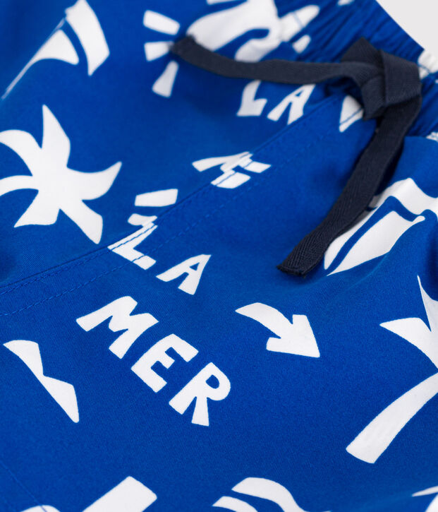 Shorts da bagno con stampa spiaggia neonato blu/bianco