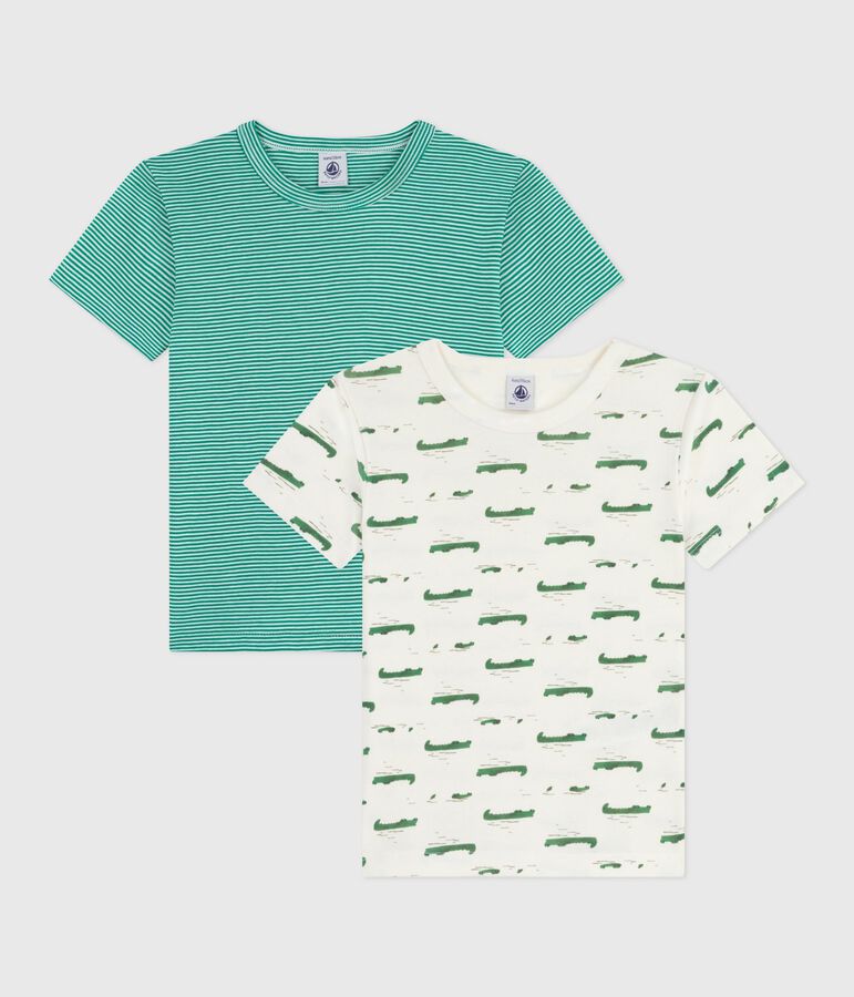 Set di T-shirt a maniche corte in cotone con stampa bambino multicolore