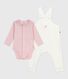 Set con salopette in cotone tinta unita con dettagli raffinati neonata