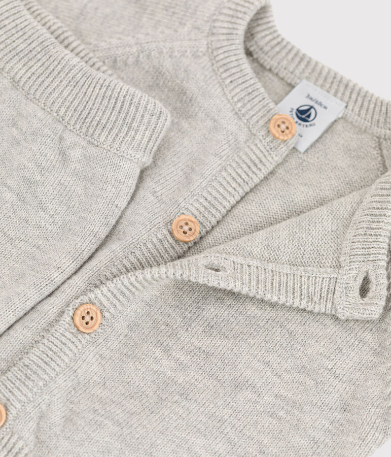 Completo 2 pezzi beb&egrave; in maglia di lana e cotone grigio