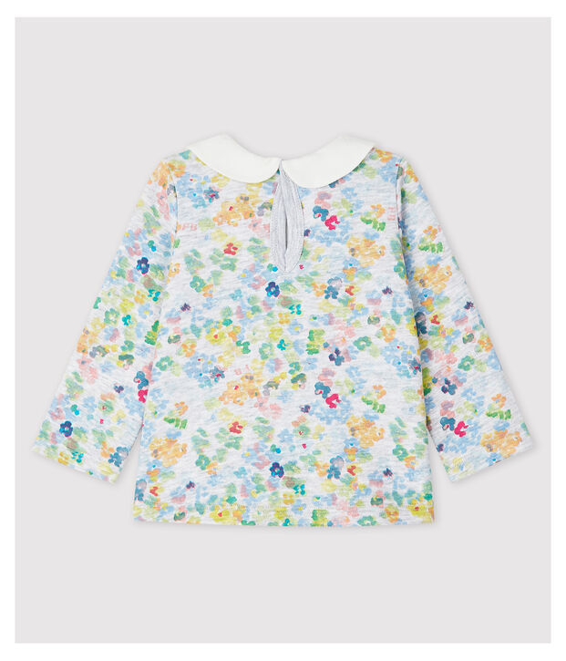 Blusa con colletto a manica lunga in jersey beb&egrave; femmina grigio/multicolore