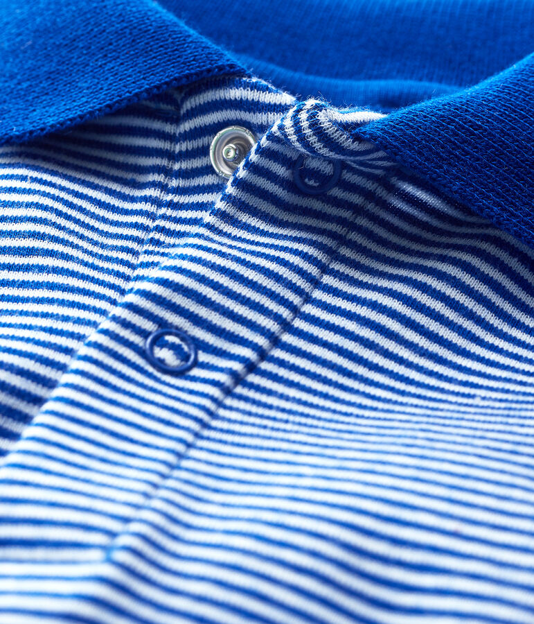 Body collo ricamato in cotone beb&egrave; maschio blu/bianco