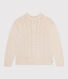 Maglione in misto lana e cotone tinta unita a trecce donna