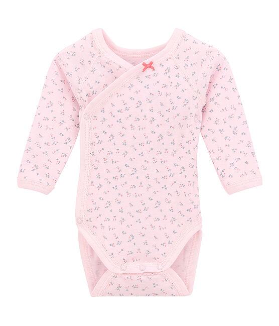 Body nascita per bebé femmina a maniche lunghe stampato rosa VIENNE/bianco MULTICO