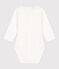 Body in cotone a manica lunga con collaretto bianco MARSHMALLOW
