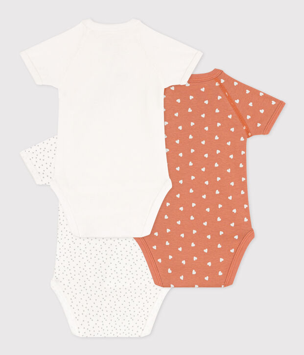CONFEZIONE DA 3 BODY A MANICHE CORTE IN COTONE PER NEONATI multicolore