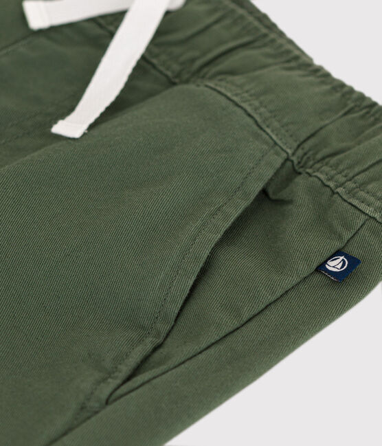 Pantalone bambino in tela di cotone verde CROCO