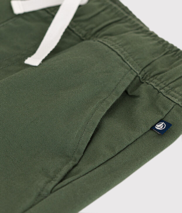 Pantalone bambino in tela di cotone verde