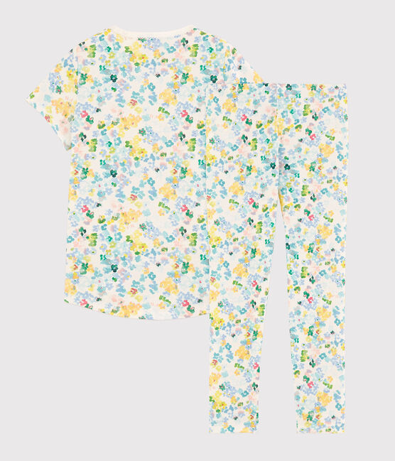 Pigiama a fiori acquarello bambina in cotone bianco MARSHMALLOW/bianco MULTICO