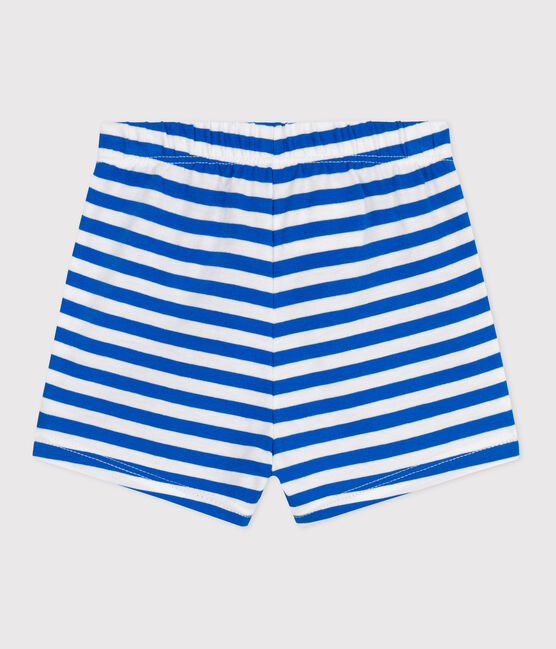 Shorts in cotone a righe neonato. blu PORCELANA/ MARSHMALLOW