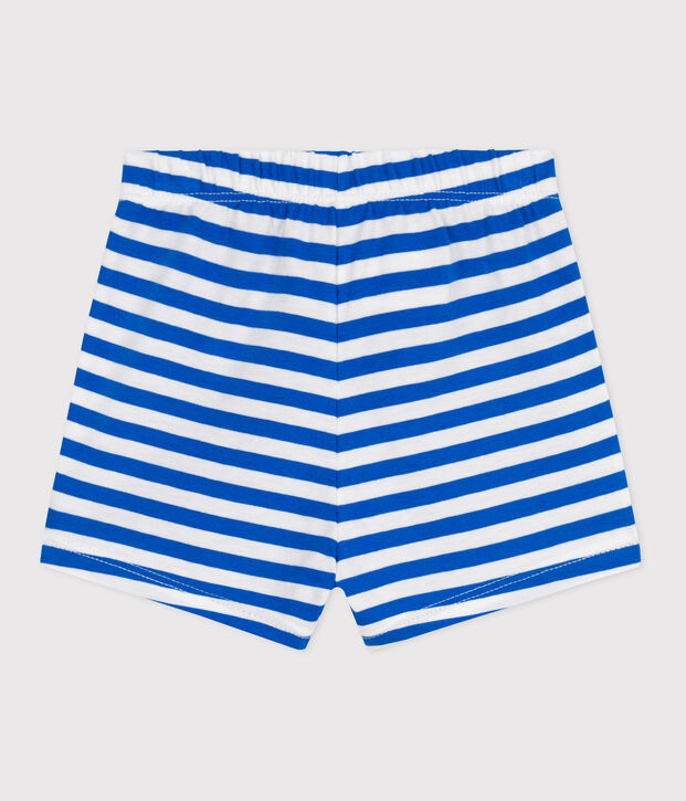 Shorts in cotone a righe neonato. blu/bianco