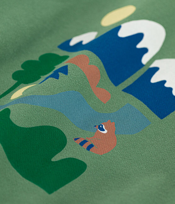 Maglia in tessuto felpato bambino verde PALMERAIE