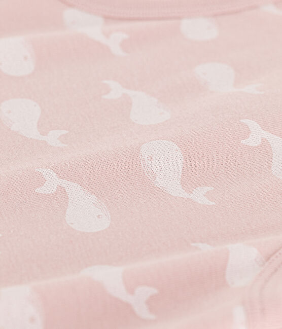 Tutina corta bebè in cotone con balene rosa SALINE/ MARSHMALLOW