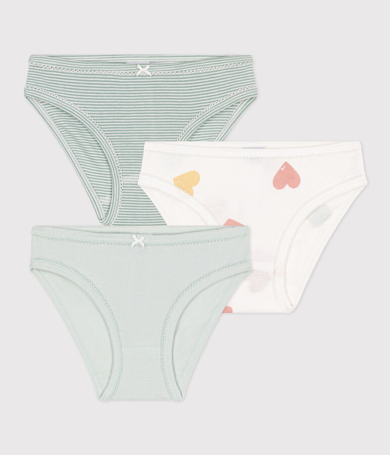 Set di 3 slip bambina in cotone con motivo cuore multicolore