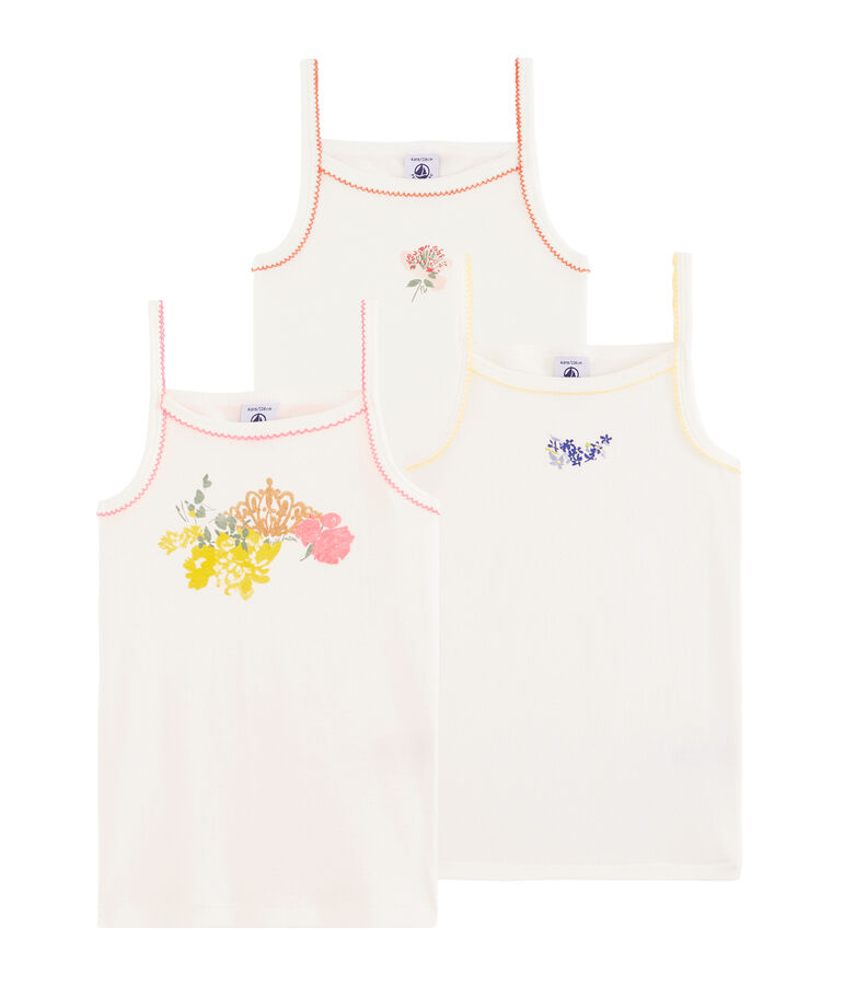 Trio canottiere con spalline bambina multicolore
