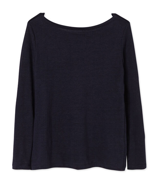 T-shirt donna in lino blu