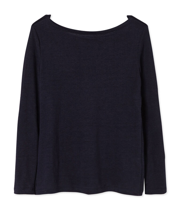 T-shirt donna in lino blu SMOKING