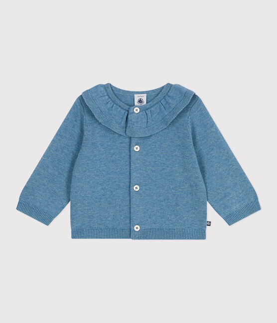 Cardigan in maglia di misto lana e cotone tinta unita con colletto neonato ADRIATIC