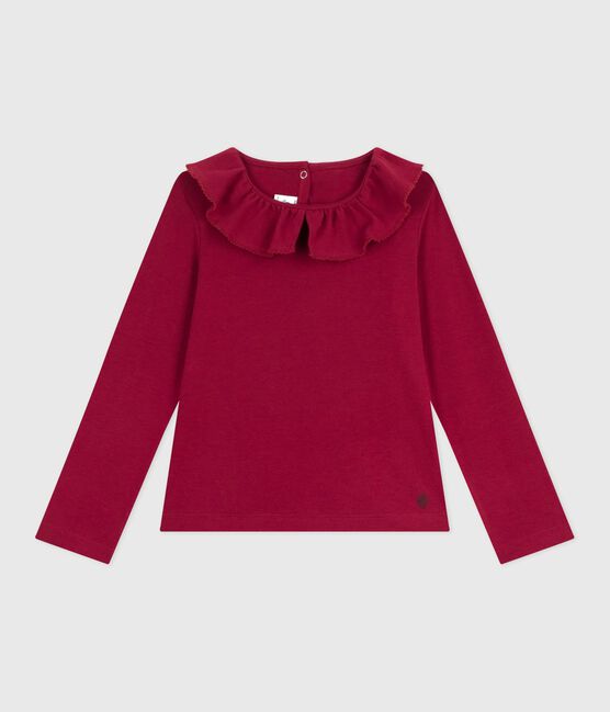 T-shirt a maniche lunghe in cotone tinta unita bambina AMARANTE