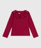 T-shirt a maniche lunghe in cotone tinta unita bambina AMARANTE