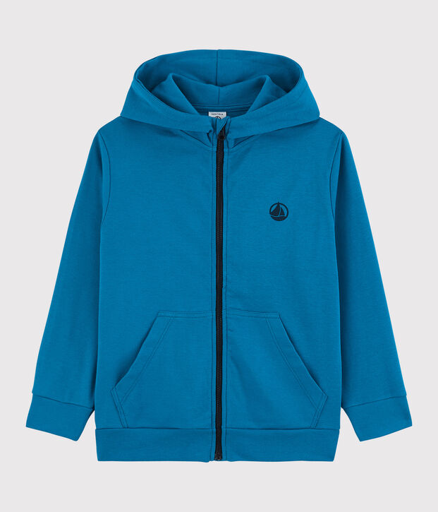 Felpa con zip e cappuccio in cotone bambino blu