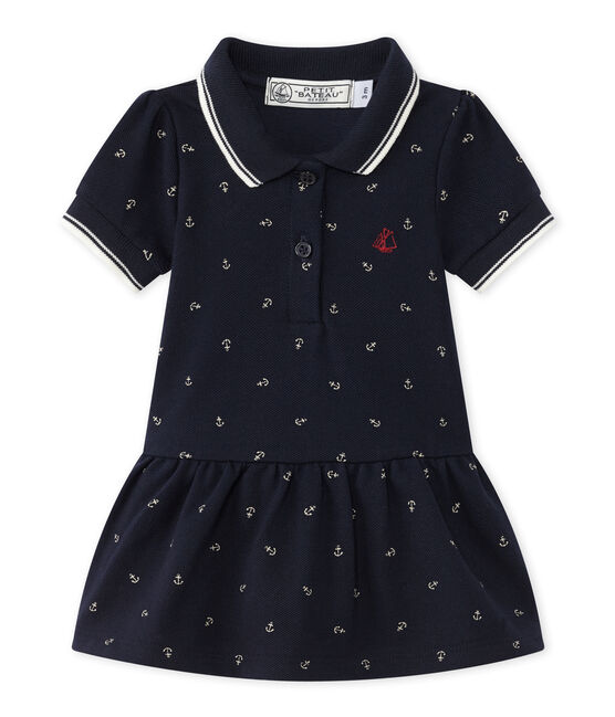 Abito per bambina a maniche corte blu SMOKING/bianco FETA