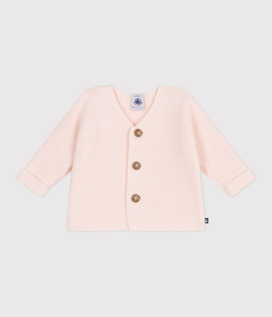 Cardigan in maglia di cotone a punto legaccio neonato rosa FLEUR