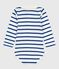 Body in cotone a righe con colletto a polo neonato blu MILK/ OLYMPIC