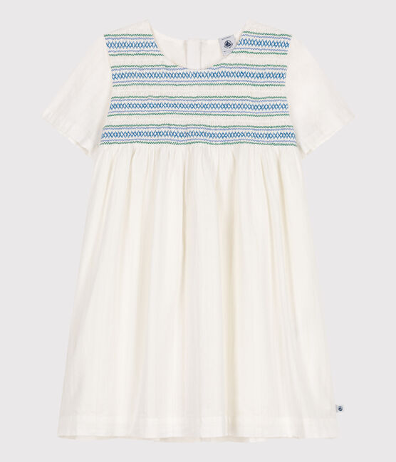 Abito a maniche corte in cotone bambina bianco ECUME