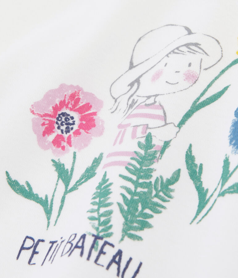 T-shirt a tinta unita beb&egrave; femmina bianco/multicolore