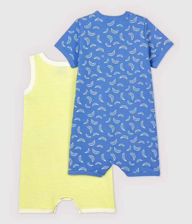 Confezione da 2 tutine corte in cotone multicolore