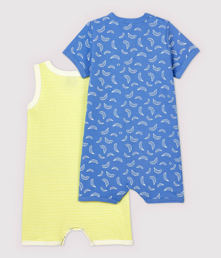 Confezione da 2 tutine corte in cotone multicolore