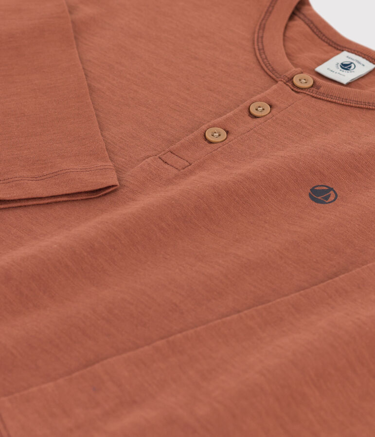 T-shirt bambino a maniche lunghe in cotone marrone